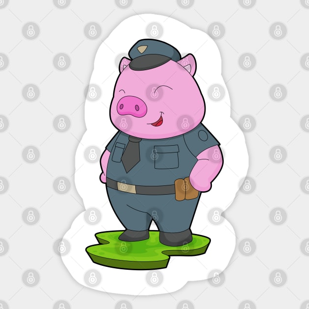 Pig Cop Police Sticker by Markus Schnabel